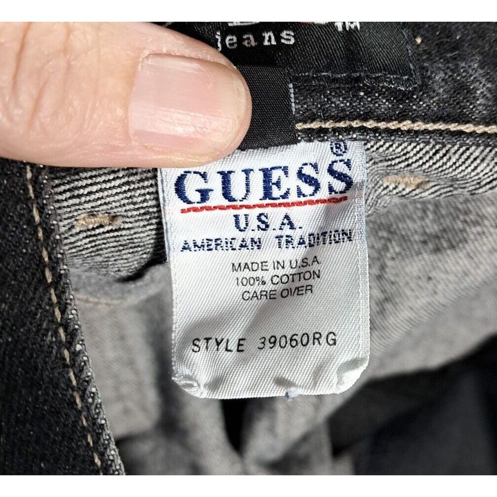Guess Jeans Womens Sz 32 Black Straight Leg Denim Blue USA 100% Cotton - Picture 7 of 11